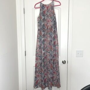 H&M Pink/Purple Floral Sleeveless Layered Chiffon Maxi Dress Size 12